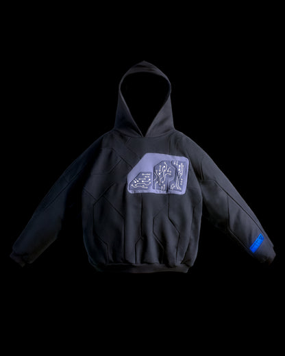 Chest Panel Hoodie - Dark Grey Large