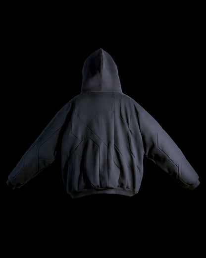 Chest Panel Hoodie - Dark Grey Large